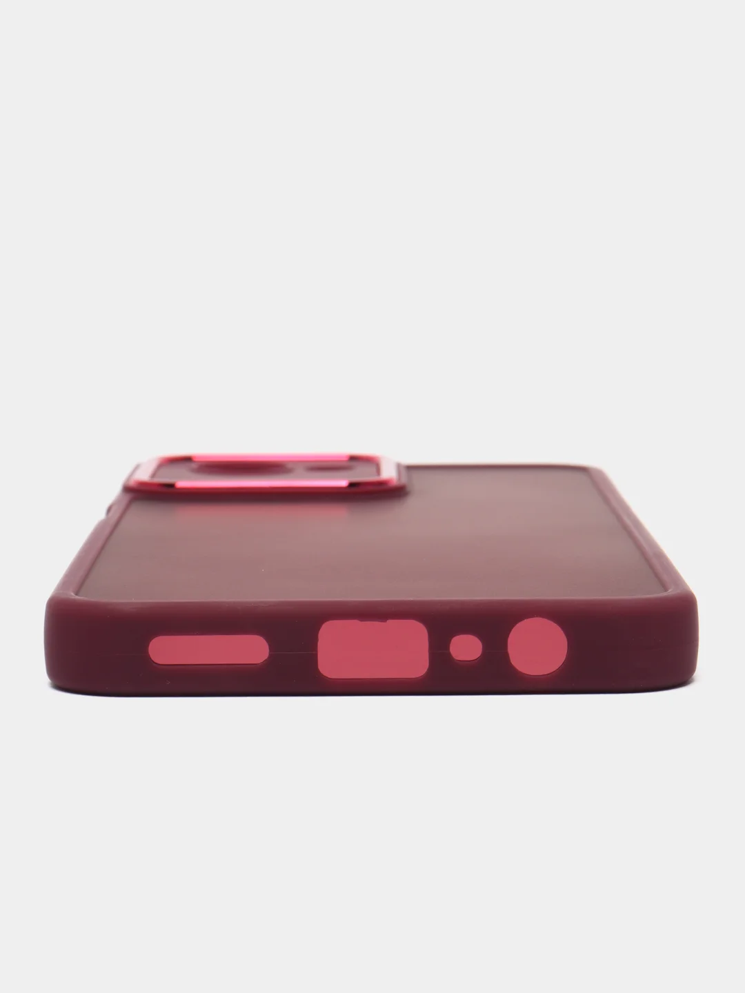 Бордовый чехол матовый для Realme C30, пластиковый, полупрозрачный, с глянцевой рамкой