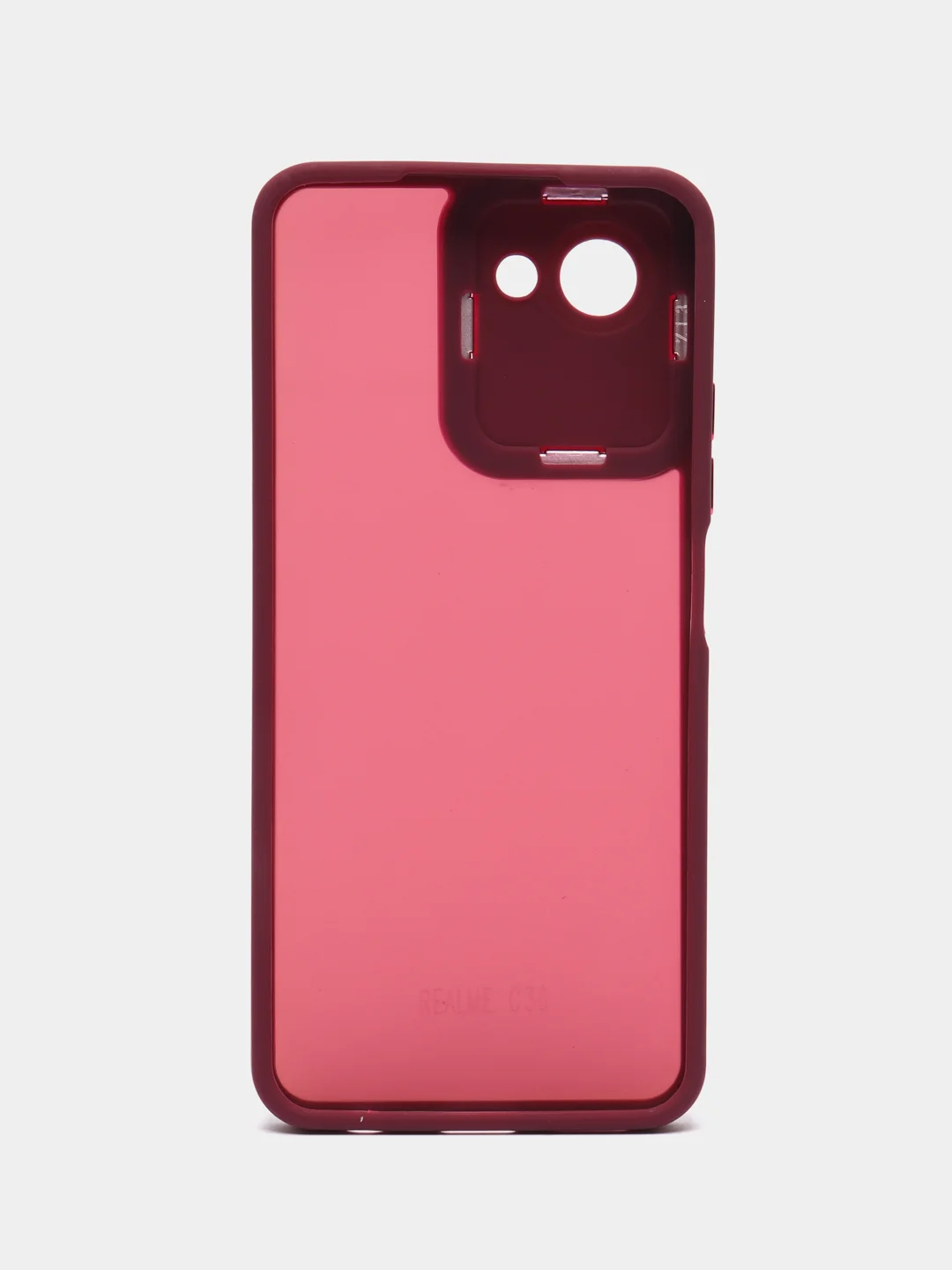 Бордовый чехол матовый для Realme C30, пластиковый, полупрозрачный, с глянцевой рамкой