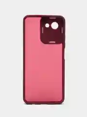 Бордовый чехол матовый для Realme C30, пластиковый, полупрозрачный, с глянцевой рамкой