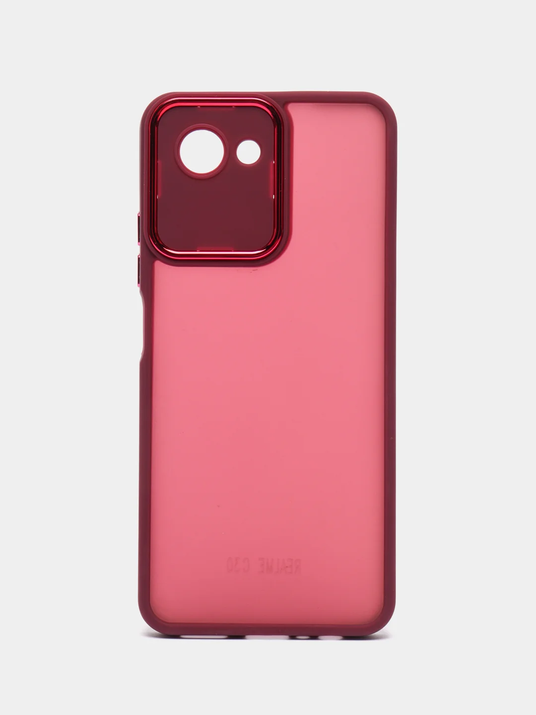 Бордовый чехол матовый для Realme C30, пластиковый, полупрозрачный, с глянцевой рамкой