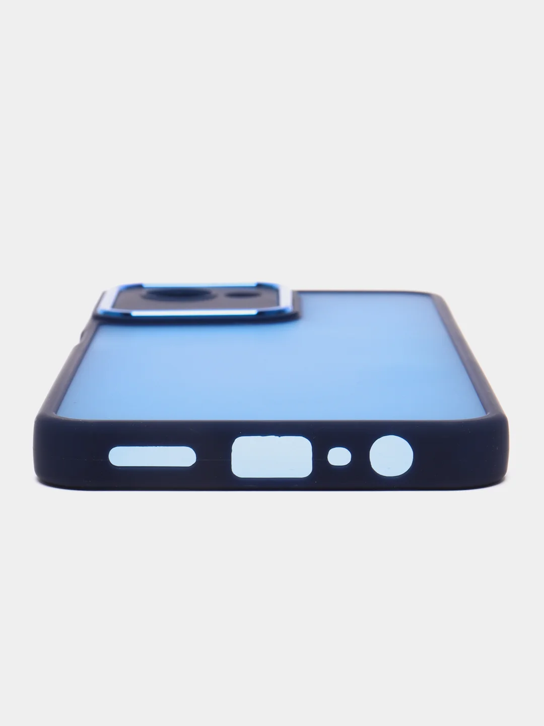Синий чехол матовый для Realme C30, пластиковый, полупрозрачный, с глянцевой рамкой