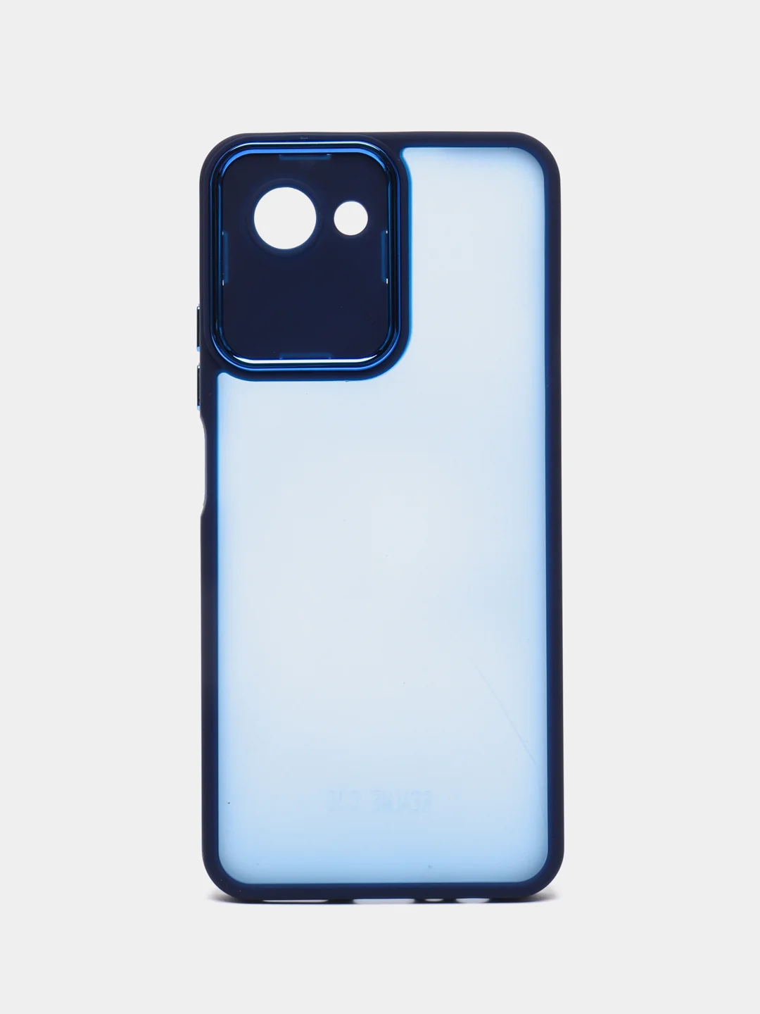 Синий чехол матовый для Realme C30, пластиковый, полупрозрачный, с глянцевой рамкой