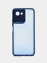 Синий чехол матовый для Realme C30, пластиковый, полупрозрачный, с глянцевой рамкой