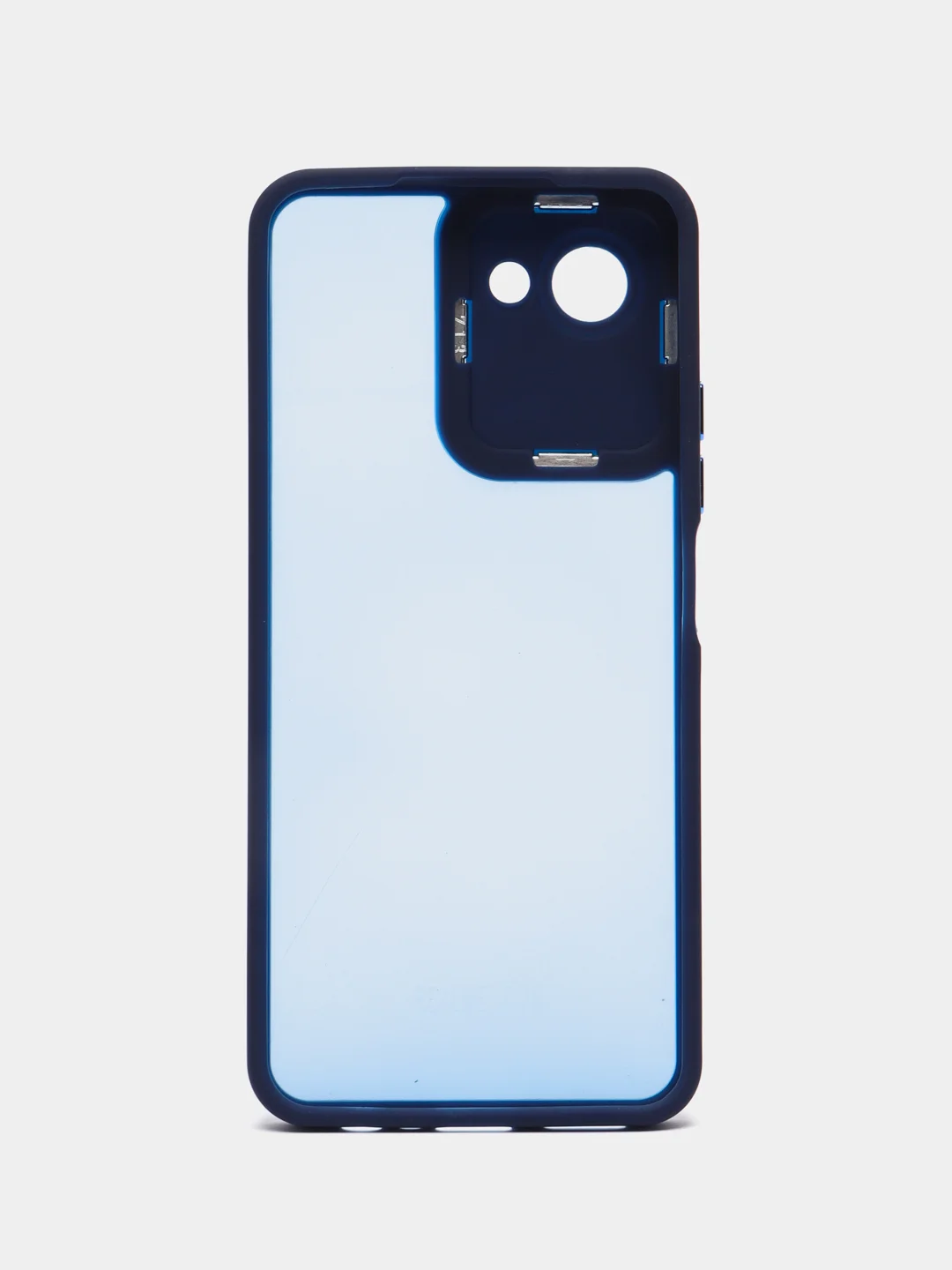 Синий чехол матовый для Realme C30, пластиковый, полупрозрачный, с глянцевой рамкой
