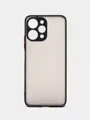Черный чехол для Xiaomi Redmi 12 (Сяоми Редми 12), пластиковый, матовый, с цветными кнопками