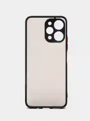 Черный чехол для Xiaomi Redmi 12 (Сяоми Редми 12), пластиковый, матовый, с цветными кнопками