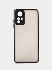 Черный чехол для Redmi Note 12S (Редми Нот 12С), пластиковый, матовый, с цветными кнопками