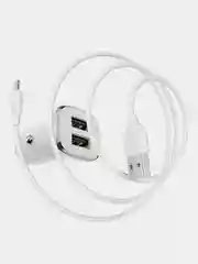 Автомобильное зарядное устройство Borofone BZ12, 2хUSB, 2.4А + кабель Lightning для iPhone