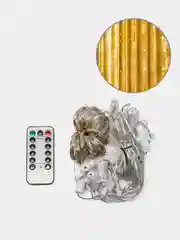 Белый гирлянда-штора занавес 3х3 м LED с пультом и крючками для подвешивания