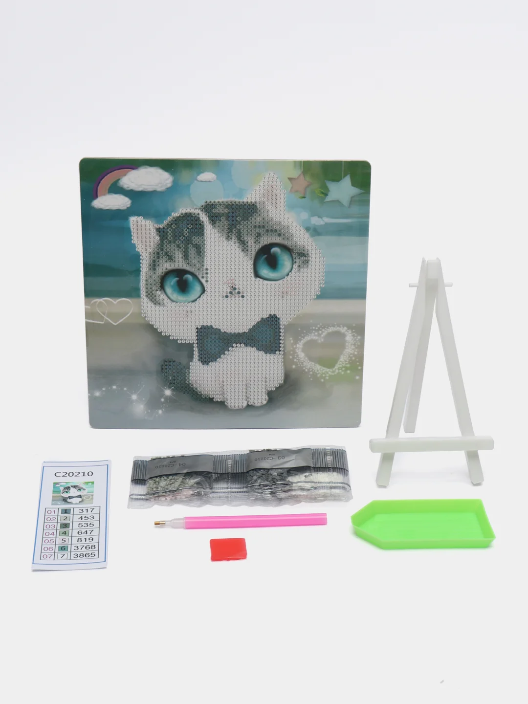 Коралловый алмазная мозаика на подставке, 20*20 см