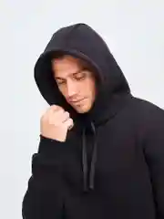 Черный худи мужское BEJAMPER, утепленное, толстовка с начесом