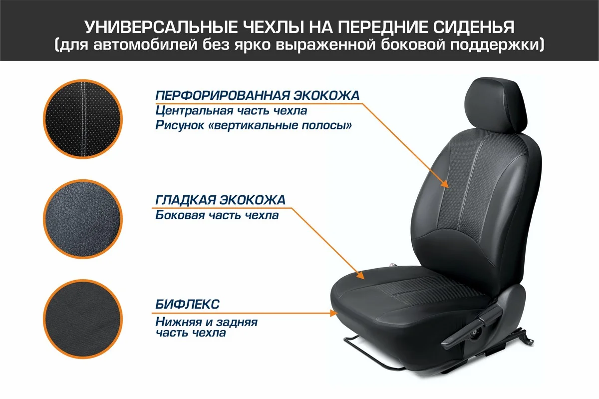 Универсальные чехлы AutoFlex, комплект 2 шт, экокожа, SC.U2.TW