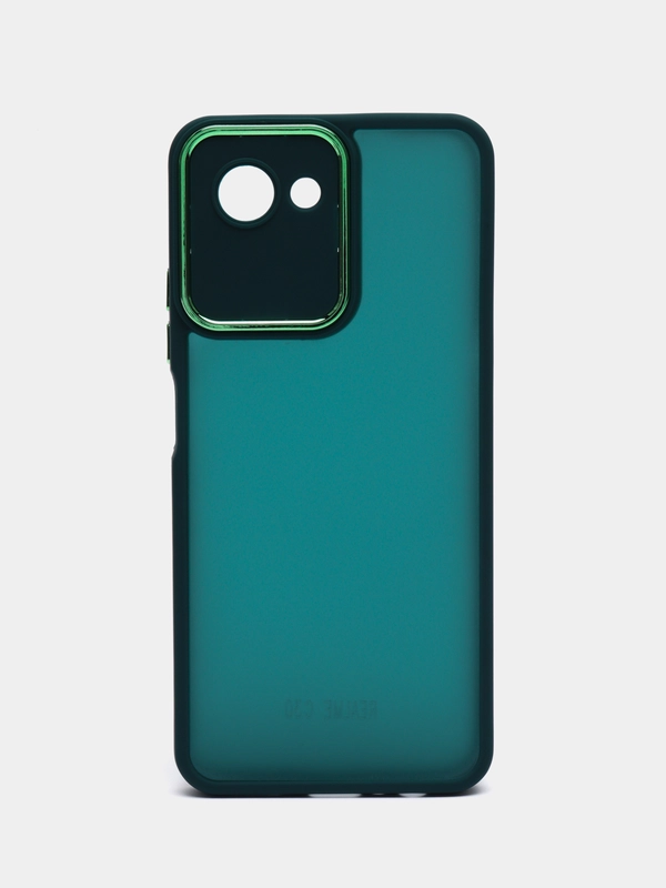 Чехол матовый для Realme C30, пластиковый, полупрозрачный, с глянцевой рамкой