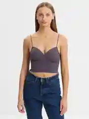 Фиолетовый топ женский, кроп топ, с чашками