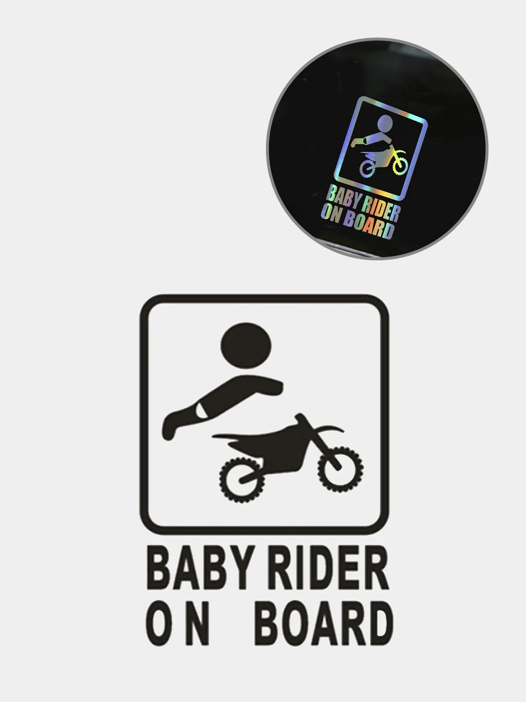 Хром наклейка на авто "Baby rider on board"