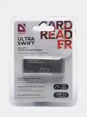 Серый универсальный картридер Defender Ultra Swift USB 2.0, 4 слота