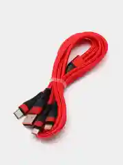Красный кабель для зарядки 3 в 1, Lightning, TYPE-C, MICRO USB, 120 см