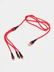 Красный кабель для зарядки 3 в 1, Lightning, TYPE-C, MICRO USB, 120 см