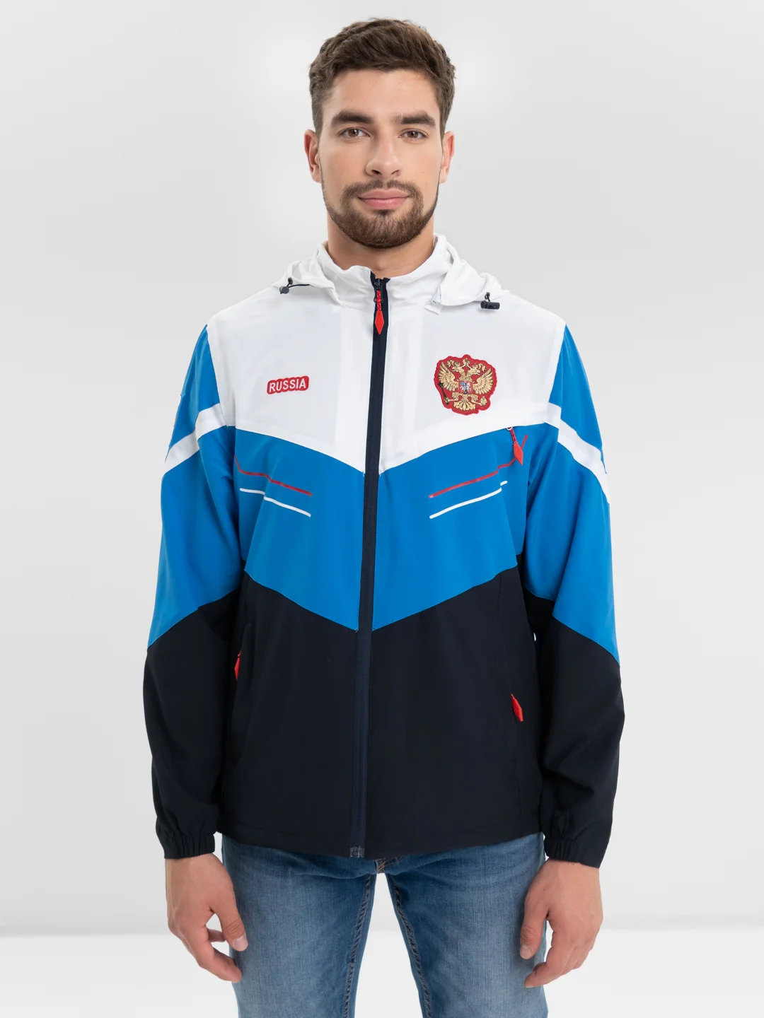 Синий ветровка мужская Russia/ Россия, спортивная куртка мужская / костюм верх