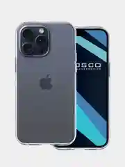 Прозрачный чехол для iPhone 15 Pro Max силиконовый ROSCO прозрачный с защитой камер и от прилипания