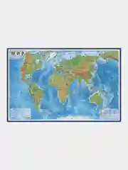 Голубой карта мира настенная для детей / интерактивная / 101x66 см