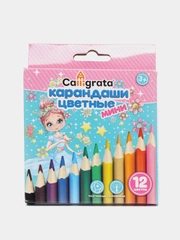 12 цветов. Набор цветных карандашей. Размер мини. Карандаши для рисования