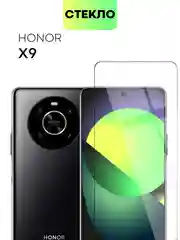 Защитное стекло BROSCORP для Honor X9 с олеофобным покрытием и черной рамкой закаленное