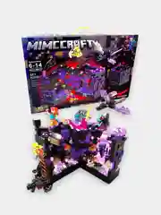 Фиолетовый конструктор "Битва за крепость" по мотивам игры Minecraft (Майнкрафт), с LED-подсветкой, совместим с лего