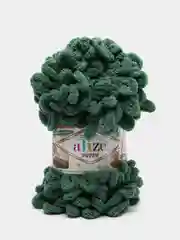 Зеленый пряжа турецкая Alize puffy/ петельки / пряжа пальцами / микрополиэстер/ ализе пуффи
