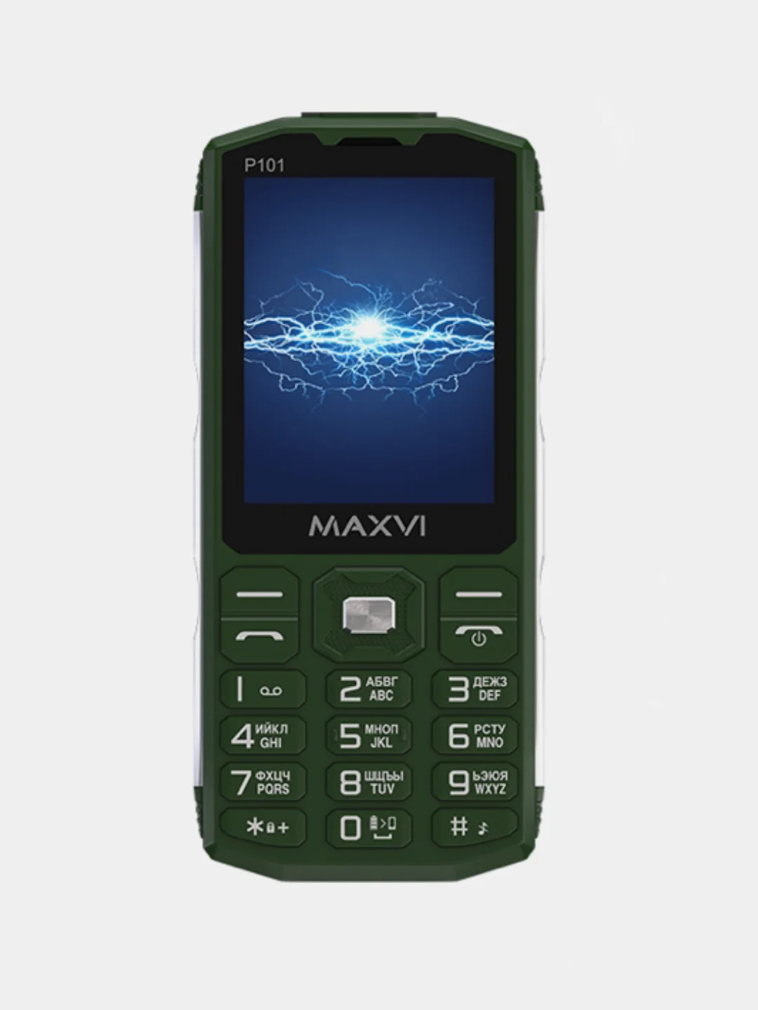 Зеленый кнопочный телефон Maxvi P101, С КАМЕРОЙ, ФУНКЦИЯ POWER BANK, АККУМУЛЯТОР 3800мАч