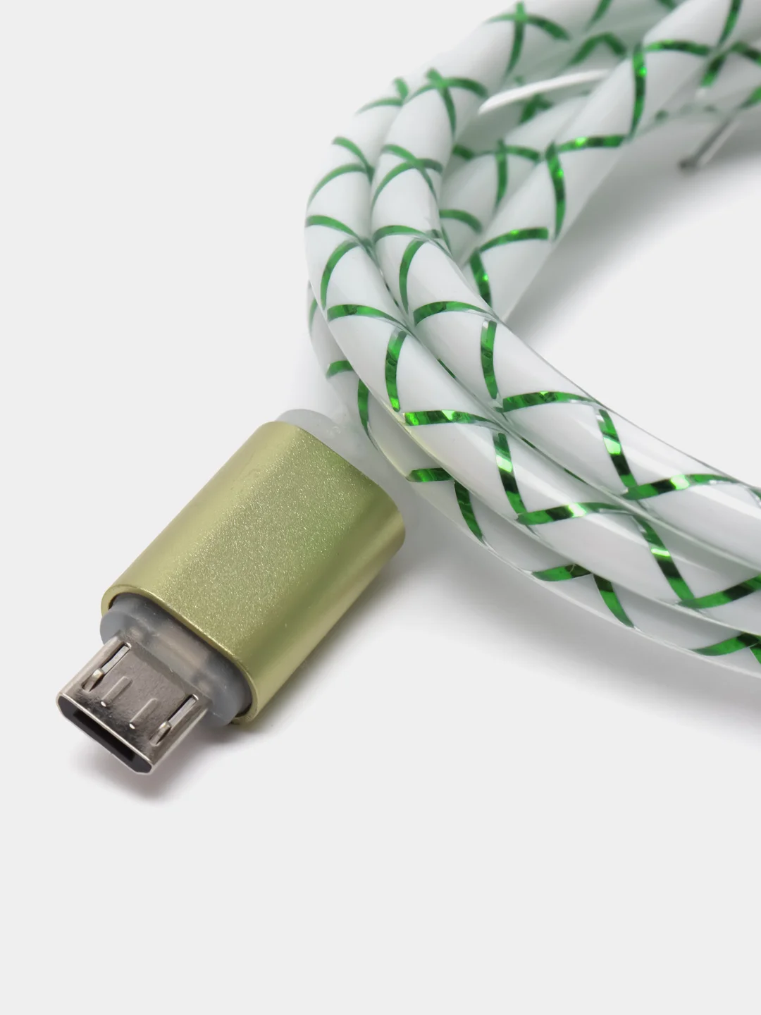 Зеленый светящийся провод микро usb