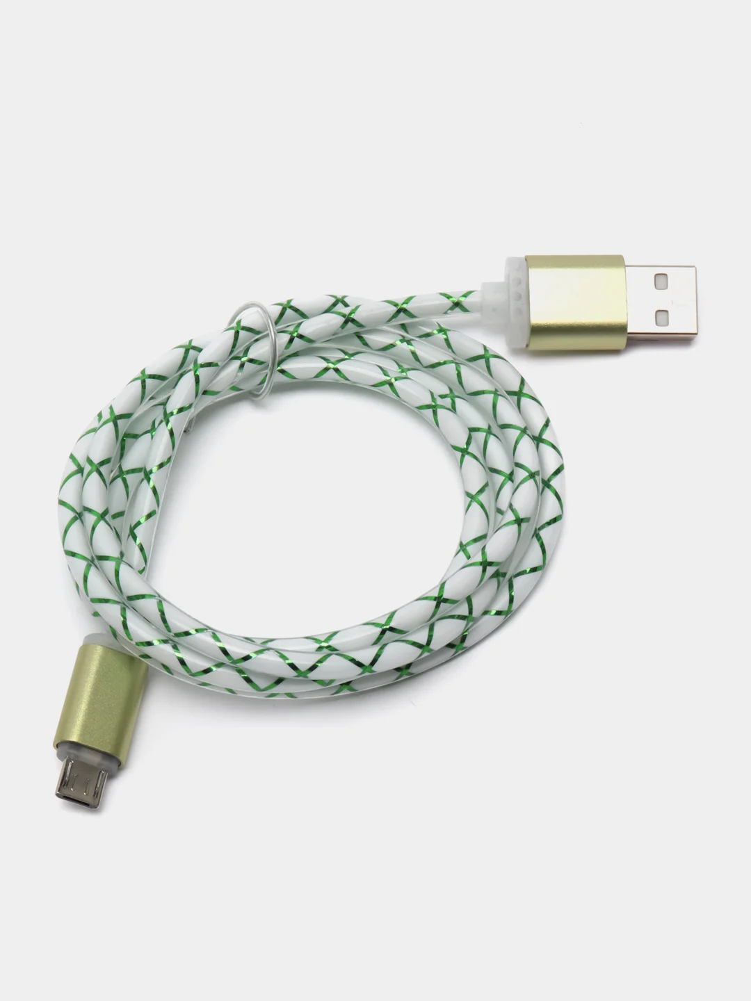 Зеленый светящийся провод микро usb