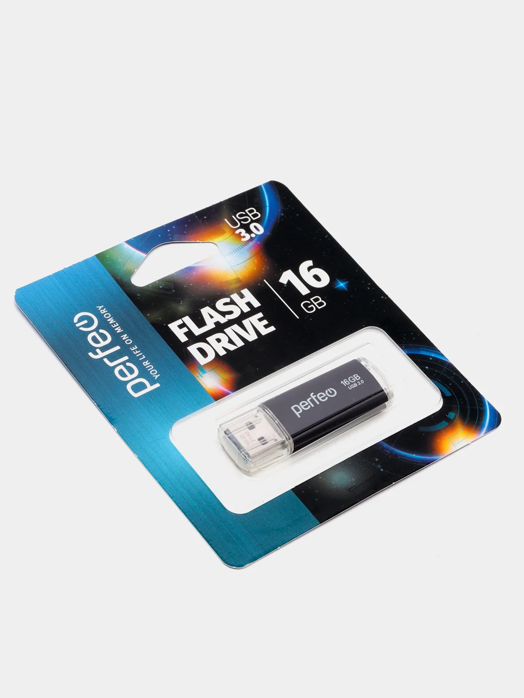 Черный usb память Perfeo C14, USB 3.0, 8 / 16 / 32 / 64 GB, металл, юсб флешка