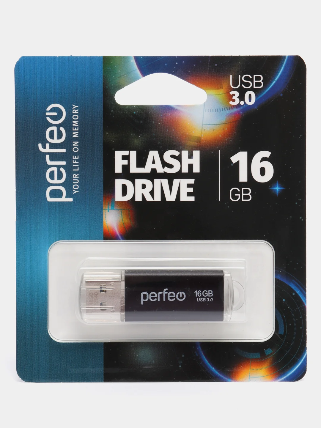 Черный usb память Perfeo C14, USB 3.0, 8 / 16 / 32 / 64 GB, металл, юсб флешка