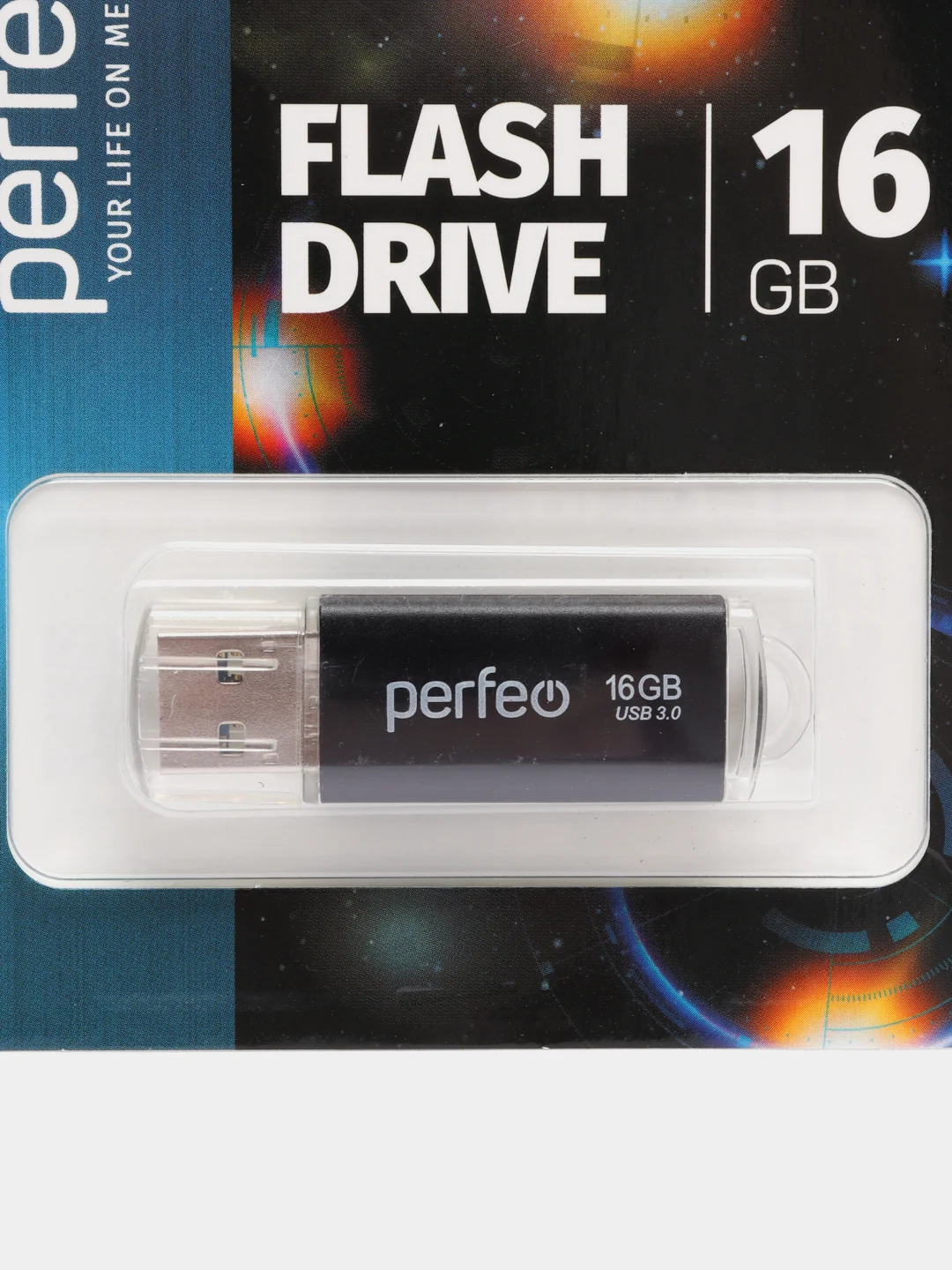 Черный usb память Perfeo C14, USB 3.0, 8 / 16 / 32 / 64 GB, металл, юсб флешка
