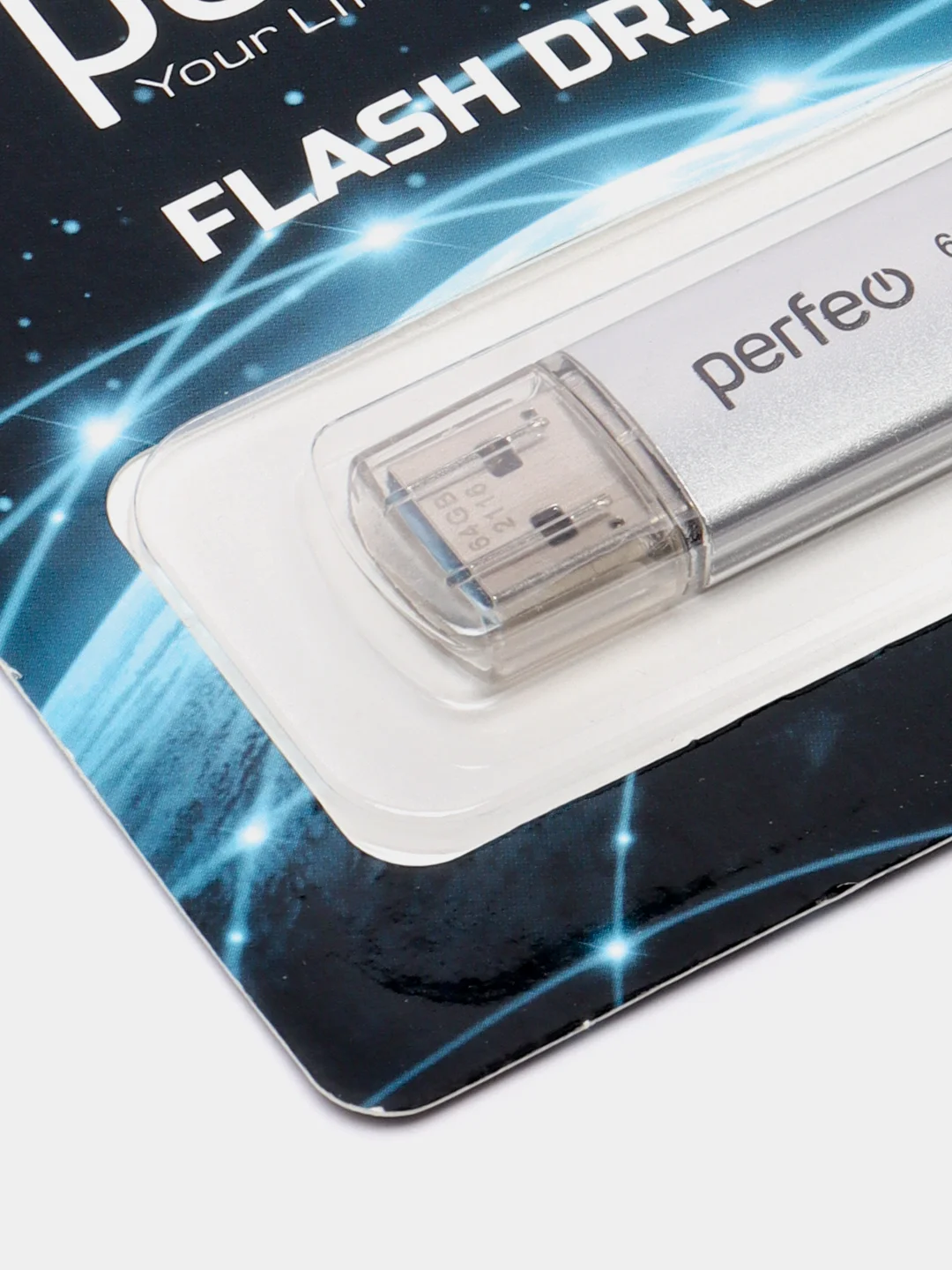 Серебряный usb память Perfeo C14, USB 3.0, 8 / 16 / 32 / 64 GB, металл, юсб флешка