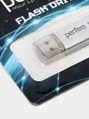 Серебряный usb память Perfeo C14, USB 3.0, 8 / 16 / 32 / 64 GB, металл, юсб флешка