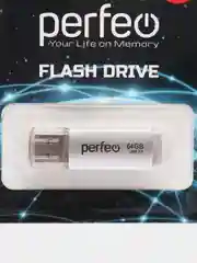 Серебряный usb память Perfeo C14, USB 3.0, 8 / 16 / 32 / 64 GB, металл, юсб флешка