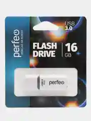 Белый usb память Perfeo C12, USB 3.0, 8, 16, 32, 64 GB, юсб 3.0 флешка