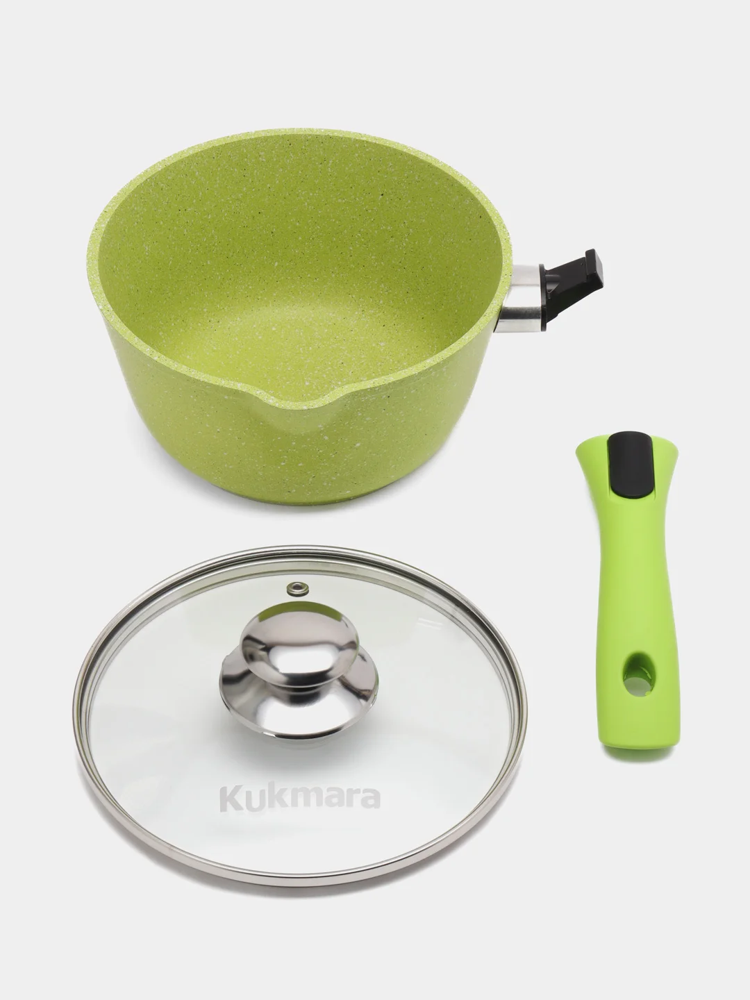 Кастрюля ковш 1,5л, усиленное антипригарное покрытие, Kukmara, съемная ручка, Trendy style
