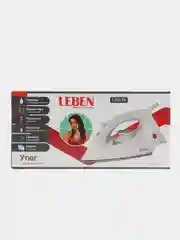 Синий утюг Leben 1200 Вт  с отпаривателем, подошва антипригарная, защита от перегрева, белый