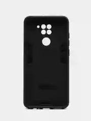 Угольный чехол для Xiaomi Redmi Note 9, противоударный, с металлической подставкой кольцом