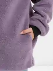 Аметистовый пальто женское, шуба тедди, большие размеры, весна