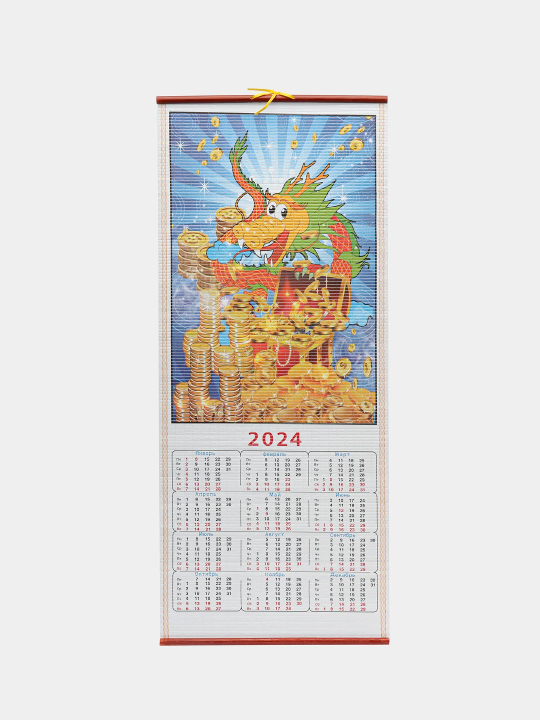 Алый календарь 2024 в китайском стиле, бамбуковый календарь
