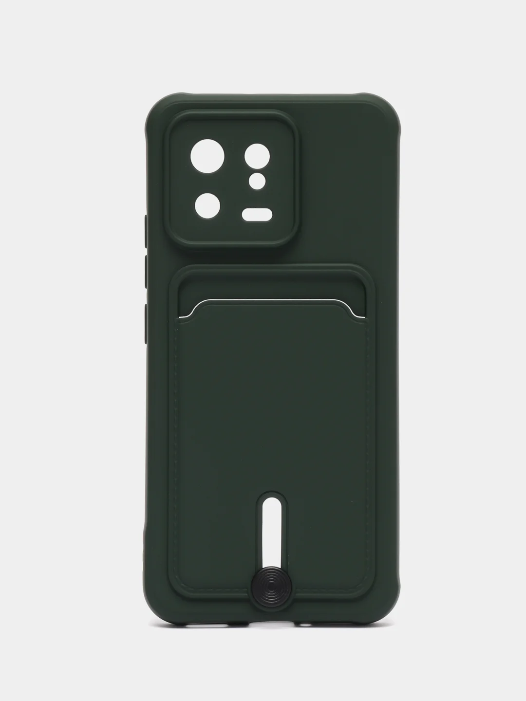 Зеленый чехол Xiaomi 13, Сяоми 13 силиконовый с карманом для карты