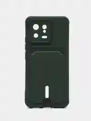 Зеленый чехол Xiaomi 13, Сяоми 13 силиконовый с карманом для карты