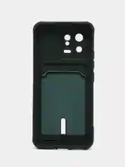 Зеленый чехол Xiaomi 13, Сяоми 13 силиконовый с карманом для карты