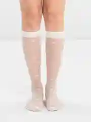 Чулки белые с изображением сердечка