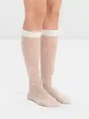 Чулки белые с изображением сердечка