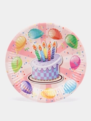 Набор бумажных тарелок, 6 шт,  "Happy Birthday" (С Днем Рождения)